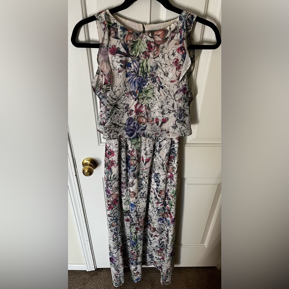 H&M: Off White Maxi Dress With Colorful Floral Prints and Double Slits